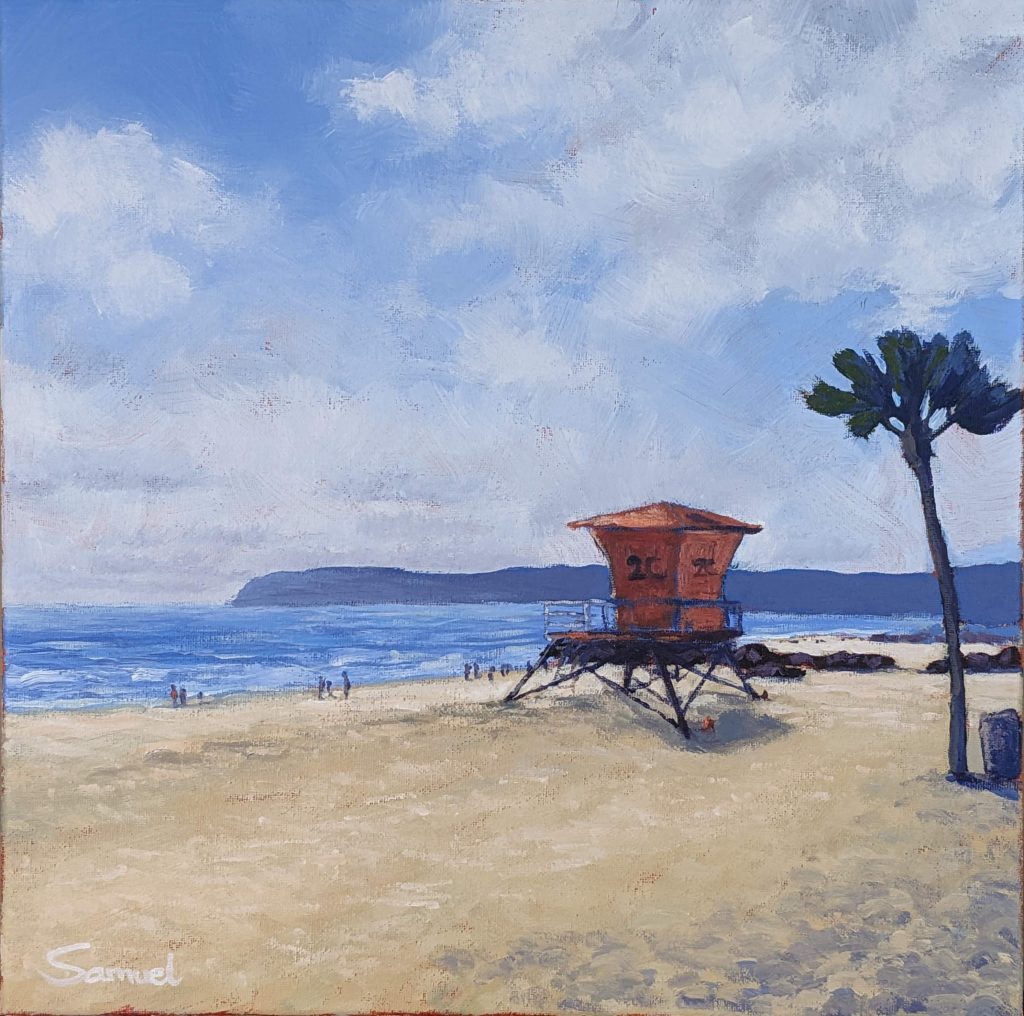 LE62 - Sunny Coronado beach and lifeguard tower
