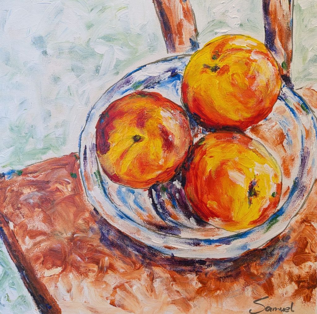 Three Nectarines Still Life