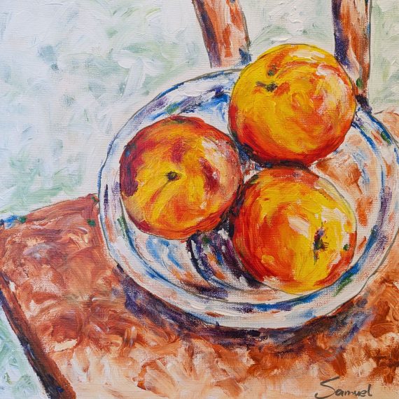 Three Nectarines Still Life